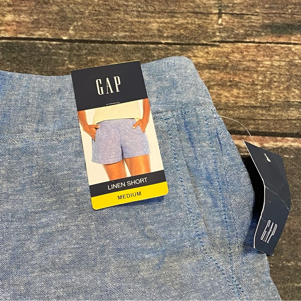 New with Tags GAP Women's Light Blue Chambray Linen-Blend Shorts Size Medium - Picture 2 of 10